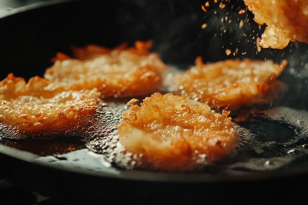 Close-up of golden, crispy how long do you cook frozen hash browns for in a skillet